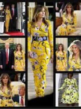 Emilio Pucci Yellow print dress with attached belt